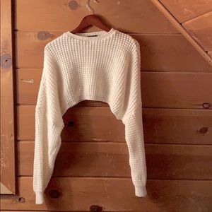 Cream Fisherman Knitted Cropped Sweater